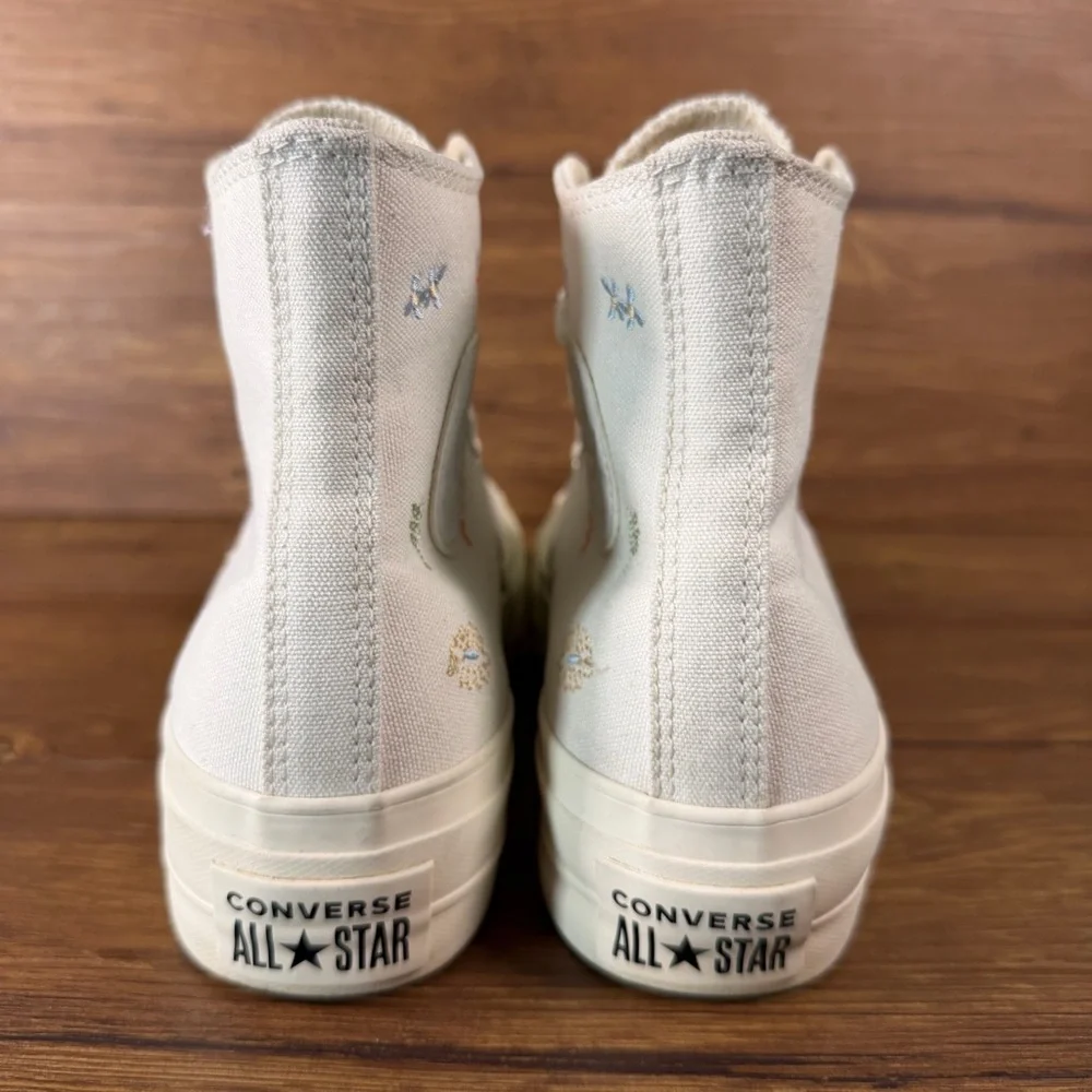 Converse All Star Lift Hi Floral Platform Sneaker Womens 7.5 Shoes Flowers - Picture 4 of 10